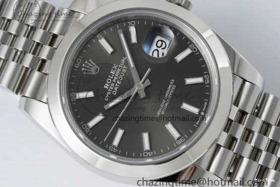 MiroTime 0503 OdorResistant DateJust 41 SS Polished Bezel KING 1:1 Best Edition 904L Steel Gray Stick Dial on Jubilee Bracelet VR 2207